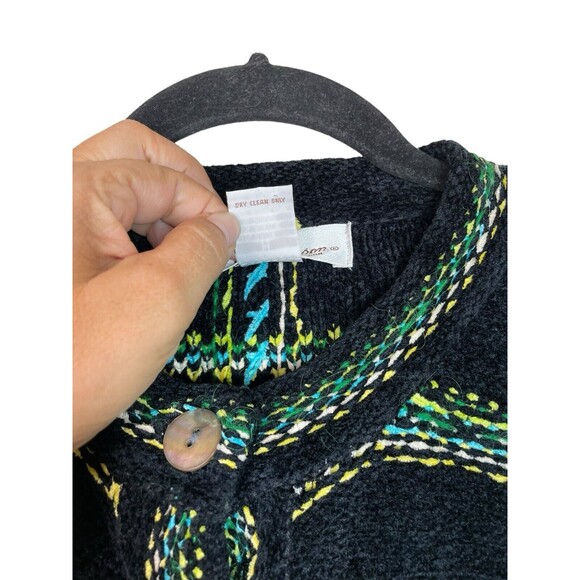 Norm Thompson Vintage Chenille Embroidered Black Cardigan Sweater Women’s Med - Picture 5 of 8
